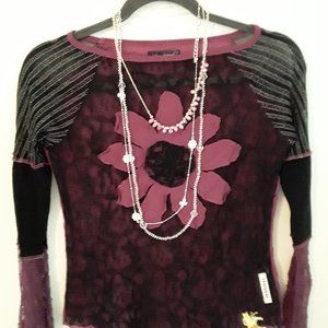 Boutique Lace Flower Applique Sz. L